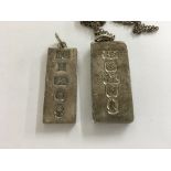 2 heavy silver ingot pendants