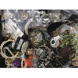 A large tray of mixed costume jewellery