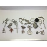 A collection of ten silver necklaces, various desi