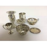 WITHDRAWN - A small group of hallmarked silver items inc trophyÃ¢Â€Â™s, sweetmeat doshes etc.