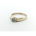 A 9ct gold solitaire diamond ring, approx.10ct, approx 2.3g and approx size N-O.