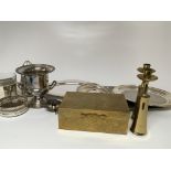 A Collection of silver plate and brass ware includ