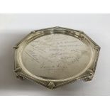 Hallmark silver card tray with engraving makers ma
