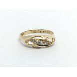 A vintage 18ct gold and 5 stone diamond ring, (N).