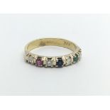 A handmade inscribed.750 ruby, emerald sapphire and diamond ring ( N/O)