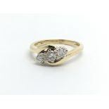 An 18ct gold three stone diamond ring, approx 1/2ct, approx 4g and approx size M-N.