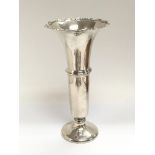 A silver trumpet shaped vase, London hallmarks, ap