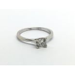 An 18ct white gold princess cut solitaire diamond