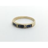 A 9ct gold, sapphire and diamond half eternity ring, approx 1.8g and approx size K- L.