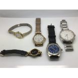 Five watches comprising Calvin Klein, Rotary, Gucc