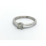 An 18ct white gold princess cut diamond ring, appr