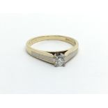 An 18ct gold solitaire diamond ring, approx .35ct, approx 2.8g and approx size N.
