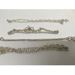 A collection of four silver 925 sterling necklaces