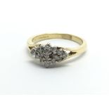 An 18ct gold sixteen stone diamond ring, approx.25