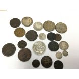 A collection of used circulated coinage including