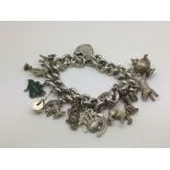 A silver charm bracelet.