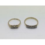 Two 9ct gold diamond rings, approx 3.9g and approx