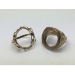 Two 9ct gold ring mounts, approx 11.7g and approx