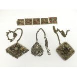 Three Eastern style necklaces set with gem stones