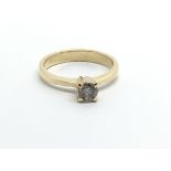 An unmarked gold solitaire diamond ring, approx 1/4ct, approx 2.8g and approx size L-M.