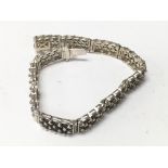 A heavy silver and marcasite set bracelet.