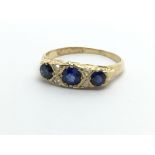 A vintage 18ct gold sapphire and diamond ring, approx 2.7g and approx size L.