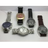 Five watches including Rotary, Diesel and Red Herr