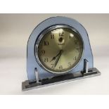 A Genalex electric Art Deco clock in chrome and bl