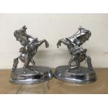 A pair of plated Marley horses 20 cm