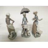 Three Lladro figures In the form of ladies one fee