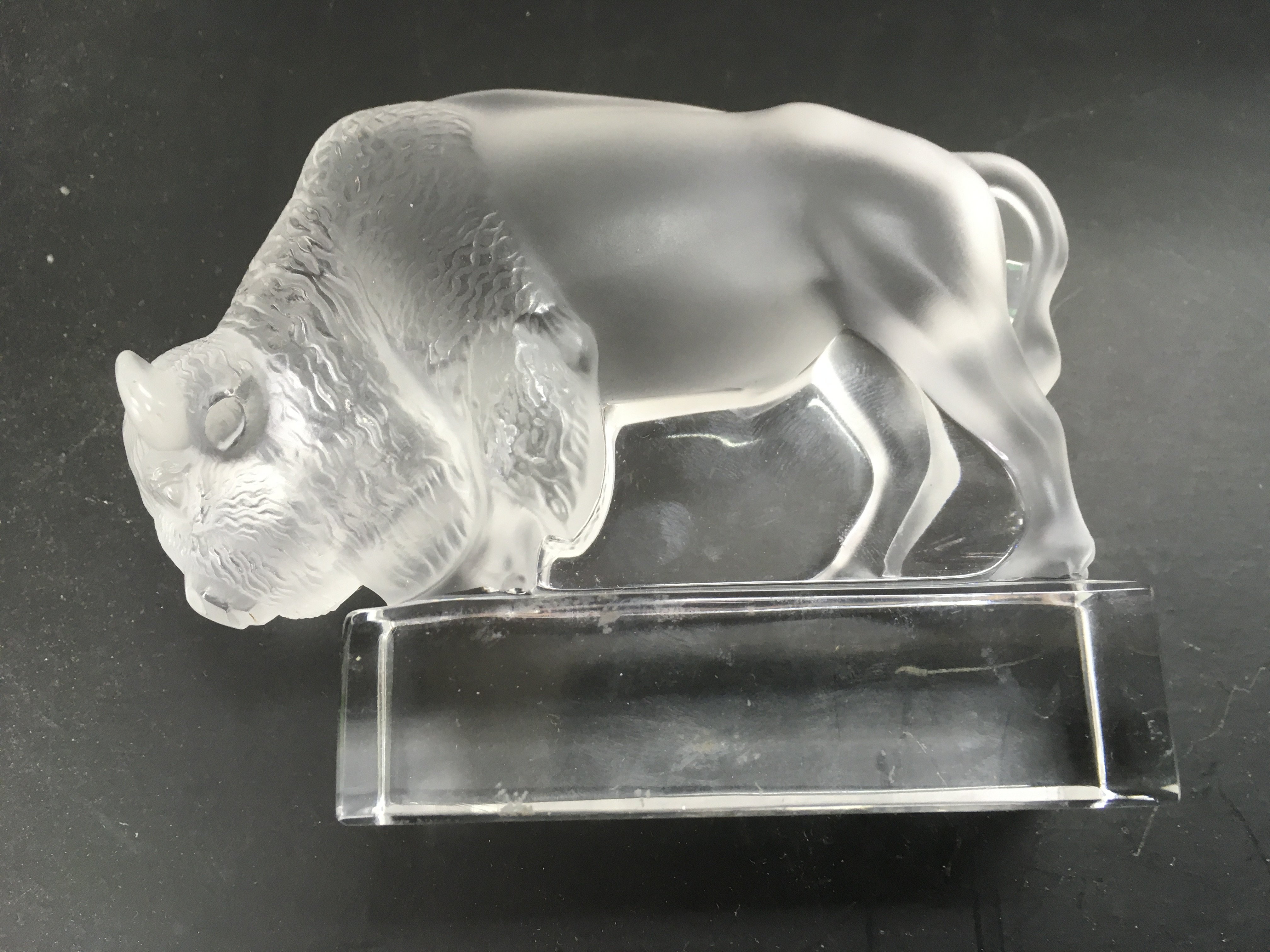 A Lalique glass figure a bison, approx height - Image 2 of 3
