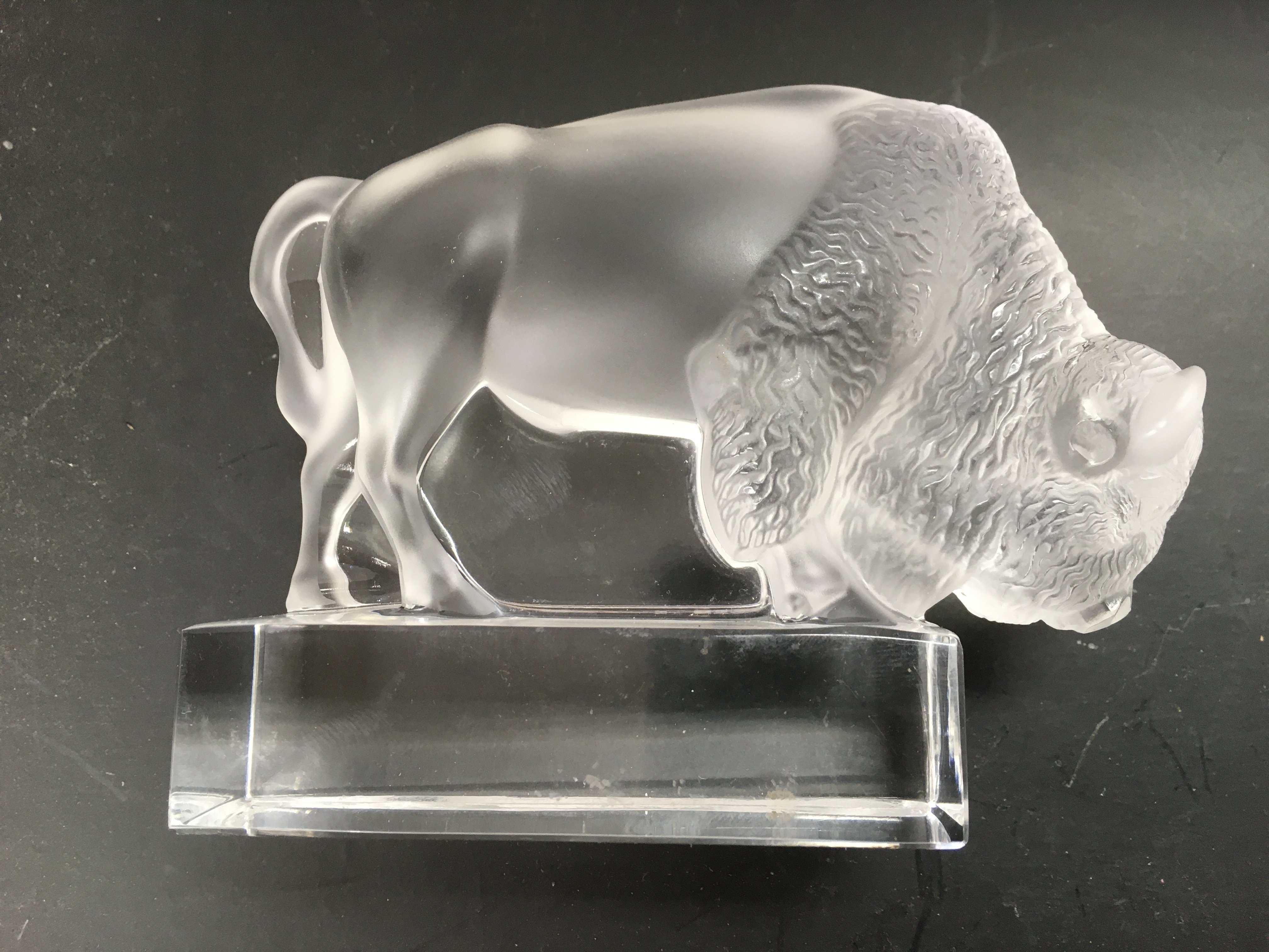 A Lalique glass figure a bison, approx height