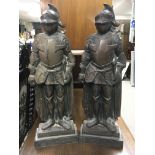 Pre cast iron figures of knights, suitable for fir