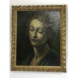 A gilt framed oil on canvas portrait study of a yo