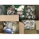 A collection of four boxes of Oriental ceramics.