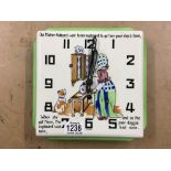 A 1930s “old mother Hubbard” kitchen clock.