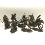 Seven Japanese samurai figures, tallest approx 24.