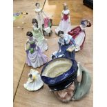 7 Royal Doulton figures and 1 character jug (8)