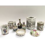 A small collection of Canton china items comprisin