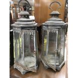 Pair of hanging outside candle lamps each with six