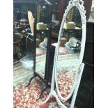 A white painted cheval dressing mirror and a Mahogany cheval mirror (2)