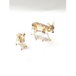 A Swarovski crystal doe and fawn boxed. Appears to
