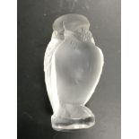 A small Lalique figure of a bird, possibly a blue
