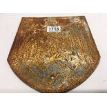 German WW2 style metal wall shield, surface rusty