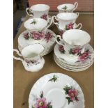 A Royal Albert prairie rose part tea set,