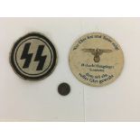 German SS Vest eagle , SS Beer mat & SS canteen to