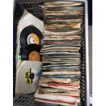 A record box and a crate of 7inch singles, various