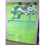 A 1972 Munich olympics poster, approx 59.5cm x 84c