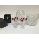 Two cut glass fruit bowls a vase and star-crystal