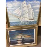 Two 1980s framed oils on board depicting sailing s